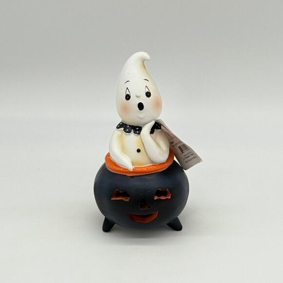 Johanna Parker Transpac Mini Ghost In Cauldron LED Light Up Halloween Decor NEW - Picture 1 of 9